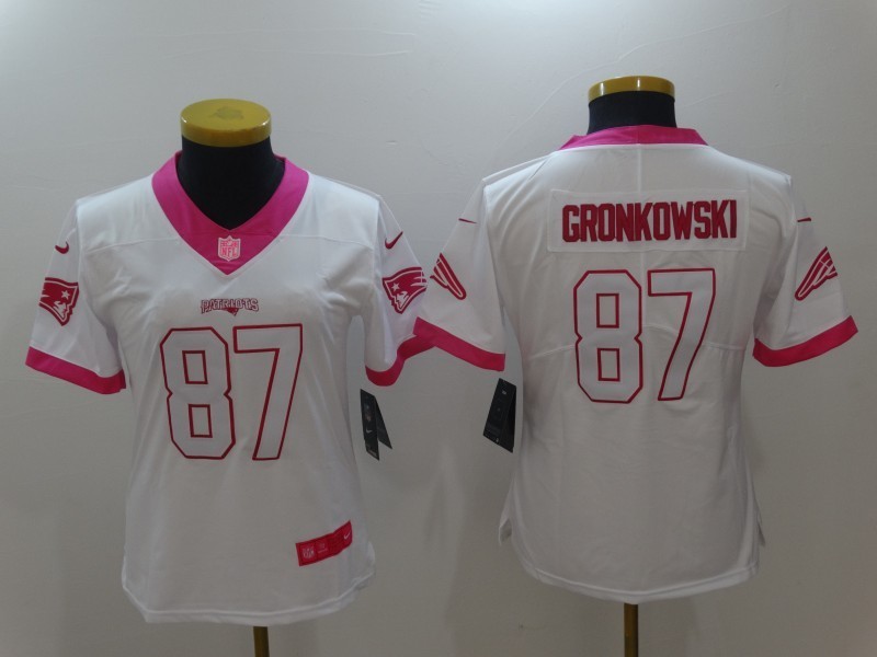 Women White Pink Limited Rush jerseys-126